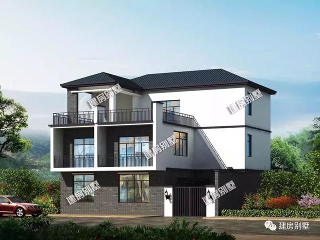 新中式風(fēng)格農(nóng)村別墅設(shè)計(jì)圖，12×10.8米配健身房和車庫(kù)