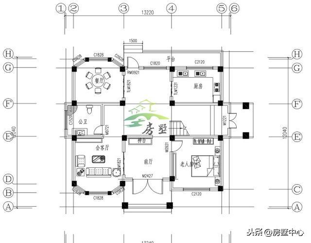 八角窗設計的客廳餐廳別墅設計圖，體驗不一樣的生活環(huán)境