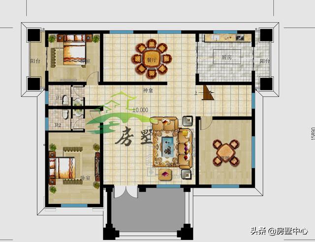 美觀別墅設(shè)計圖，堂屋的設(shè)計非常符合南方的習(xí)俗，外觀豪華大氣