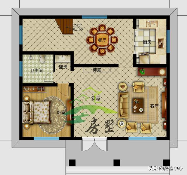 布置堂屋的歐式別墅設(shè)計圖，滿足各地的風俗習慣，讓生活更加完美