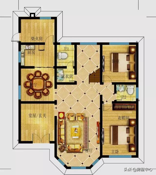 二層別墅設(shè)計(jì)圖，柴火房和車庫都有的歐式別墅，這才是農(nóng)村該有的樣子