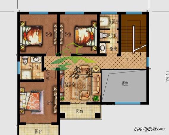 歐式別墅設(shè)計(jì)圖，浴室與衛(wèi)生間隔斷，地面干燥整潔