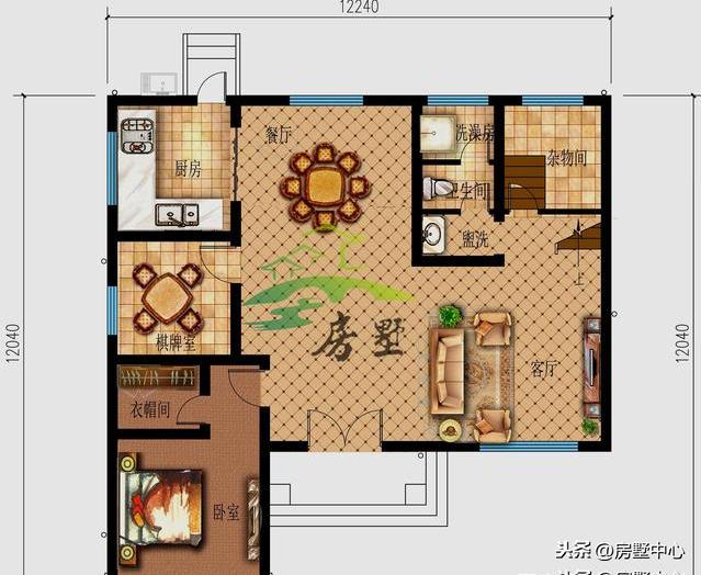 歐式別墅設(shè)計(jì)圖，浴室與衛(wèi)生間隔斷，地面干燥整潔