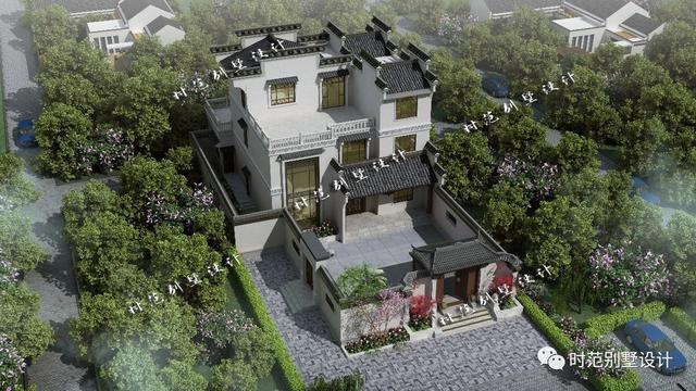 13x16米前庭后院三層中式別墅設(shè)計(jì)圖，挑空客廳，6室4廳完美農(nóng)村生活