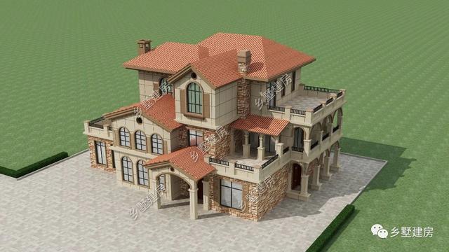 造型別致，立面豐富的三層坡屋頂自建別墅設(shè)計(jì)圖，超適合農(nóng)村生活