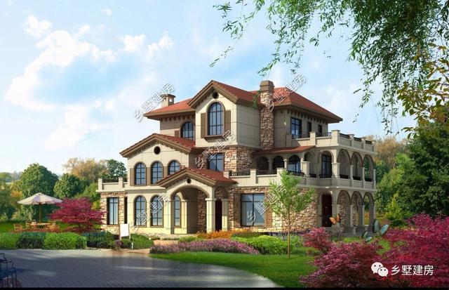 造型別致，立面豐富的三層坡屋頂自建別墅設(shè)計(jì)圖，超適合農(nóng)村生活