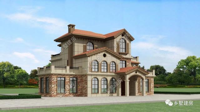 造型別致，立面豐富的三層坡屋頂自建別墅設(shè)計(jì)圖，超適合農(nóng)村生活