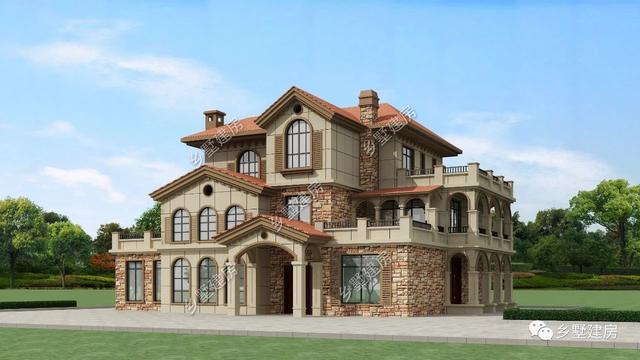 造型別致，立面豐富的三層坡屋頂自建別墅設(shè)計(jì)圖，超適合農(nóng)村生活