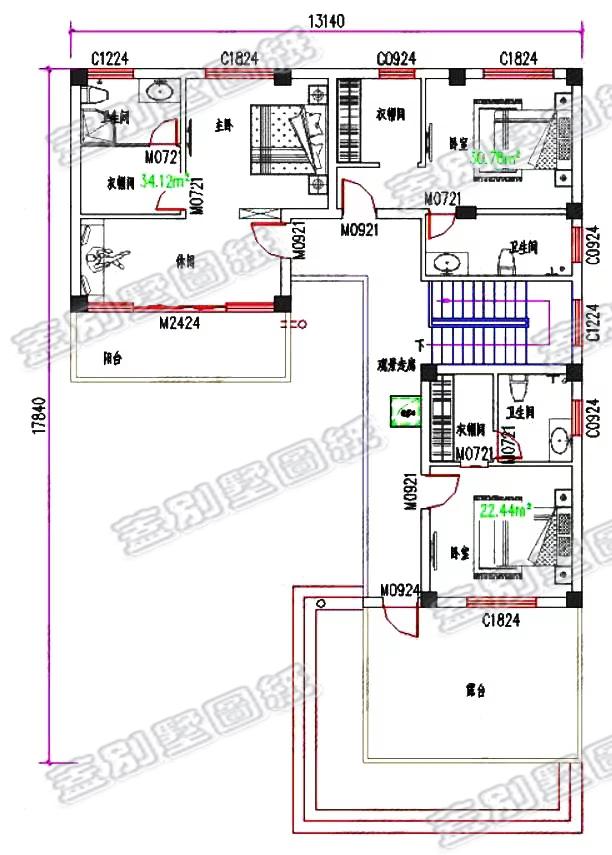 25萬二層現(xiàn)代風格農(nóng)村實用別墅設計圖，L型設計。