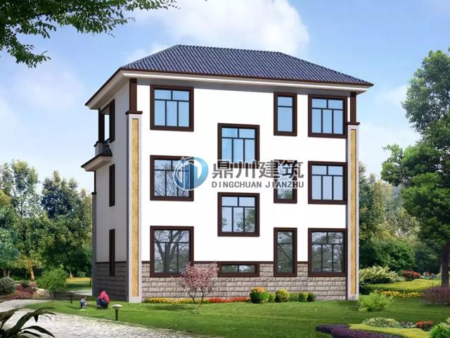 新中式三層別墅設(shè)計(jì)圖，占地128平方米，建一棟大家都會(huì)夸你有品位