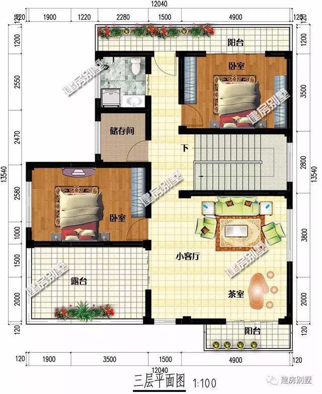 12×13.5米農(nóng)村別墅設(shè)計(jì)圖，簡(jiǎn)約的外觀，照樣很大氣