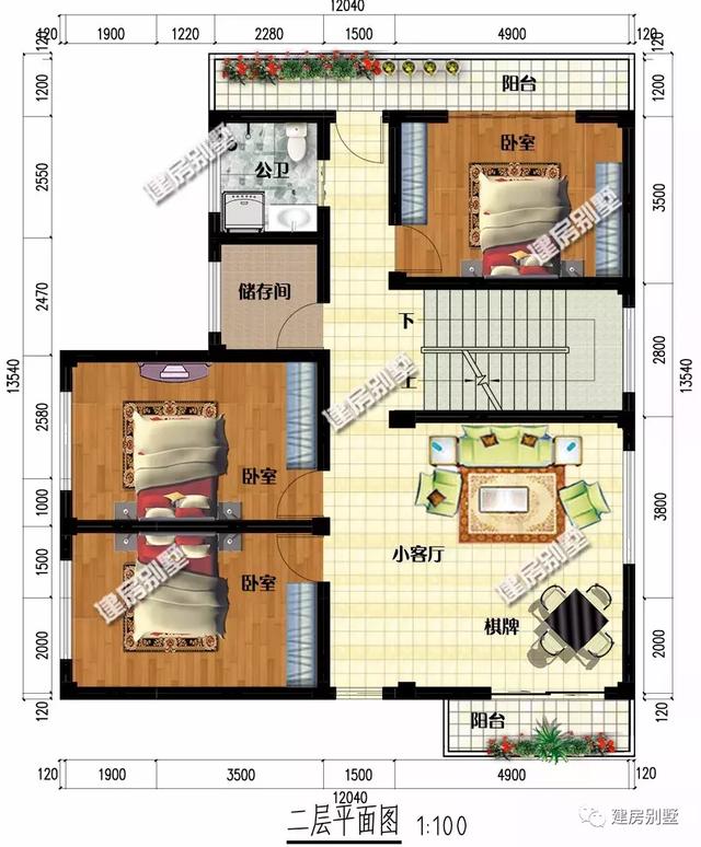 12×13.5米農(nóng)村別墅設(shè)計(jì)圖，簡(jiǎn)約的外觀，照樣很大氣