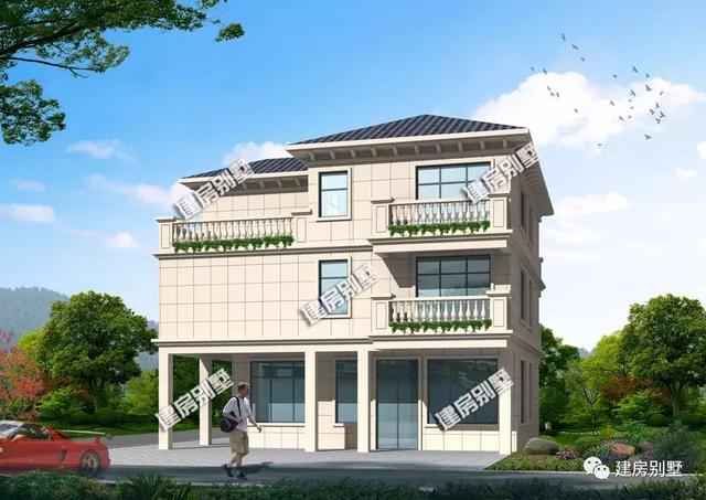 12×13.5米農(nóng)村別墅設(shè)計(jì)圖，簡(jiǎn)約的外觀，照樣很大氣