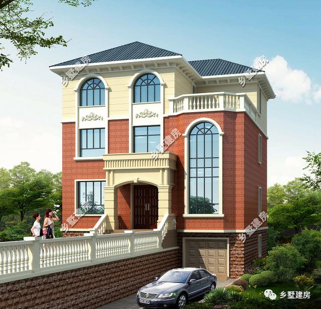 鄉(xiāng)村歐式三層別墅設(shè)計(jì)圖，造型立體，配色柔和又喜慶，且內(nèi)外兼修！