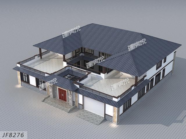 廣東富豪搶著蓋的四合院別墅帶設計圖，帶有庭院大車庫，設計美極了