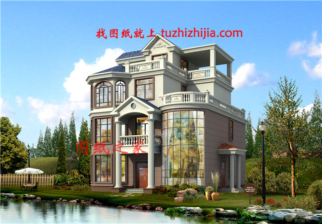 2019新款四層樓房設(shè)計(jì)圖，占地120平方米左右，客廳中空