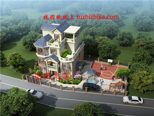 2019新款四層樓房設(shè)計(jì)圖，占地120平方米左右，客廳中空