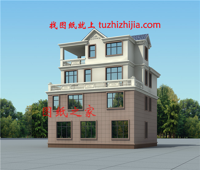 2019新款四層樓房設(shè)計(jì)圖，占地120平方米左右，客廳中空