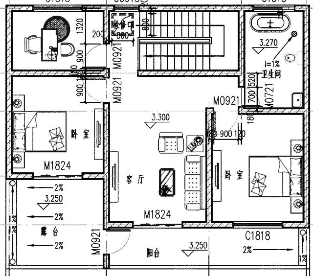 農(nóng)村二層自建別墅設(shè)計圖，12x12帶陽光花房