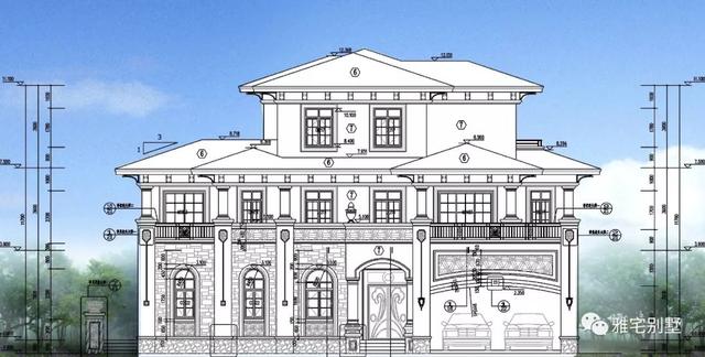 廣東三層歐式別墅設(shè)計圖，18x20米，挑空客廳，大露臺