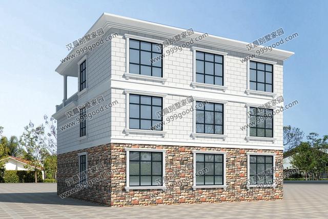 法式風格別墅設計圖，挑空客廳，拱形窗多露臺！