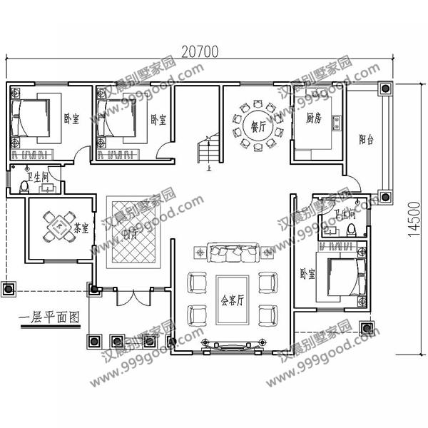 法式風格別墅設計圖，挑空客廳，拱形窗多露臺！
