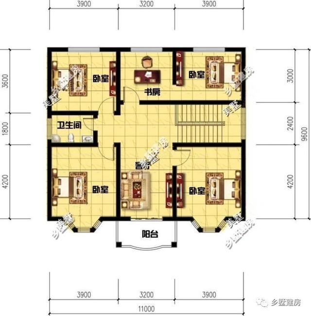 簡(jiǎn)歐風(fēng)別墅設(shè)計(jì)圖，11X9.6米帶閣樓設(shè)計(jì)別具一格，適合農(nóng)村自建！