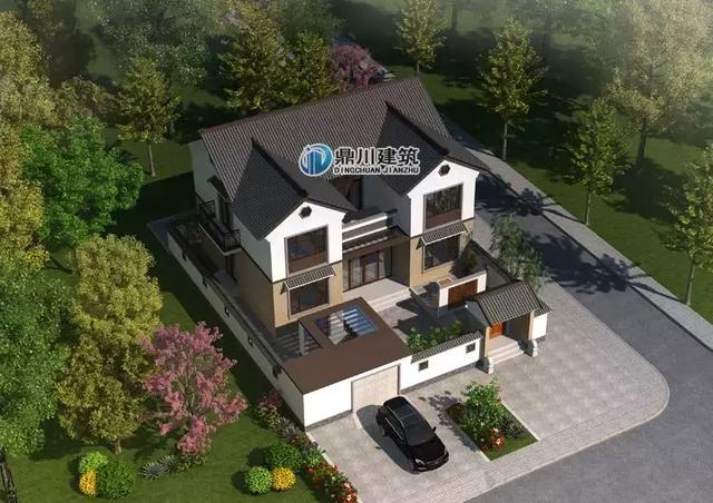 5套帶小院的中式小別墅設(shè)計(jì)圖，鐘靈毓秀宛若一幅山水畫