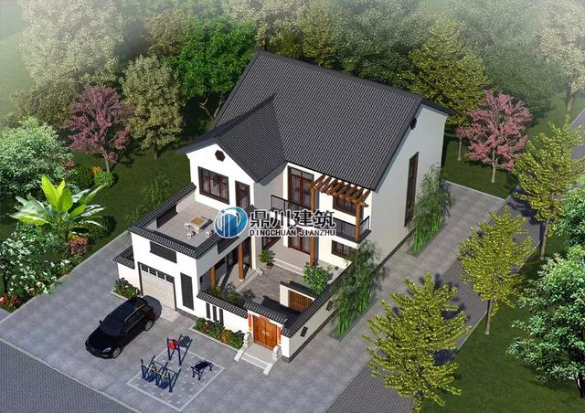 5套帶小院的中式小別墅設(shè)計(jì)圖，鐘靈毓秀宛若一幅山水畫