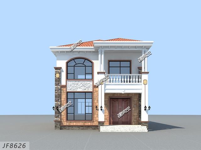 二層別墅設(shè)計圖，面寬僅8米，實(shí)用又美觀，建了在村里夠風(fēng)光好一陣