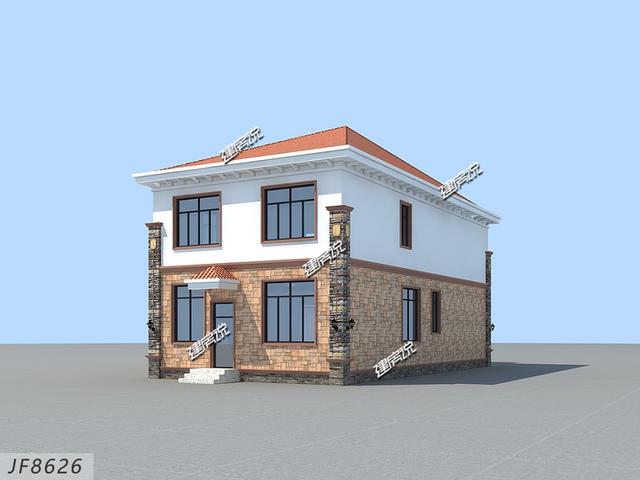 二層別墅設(shè)計圖，面寬僅8米，實(shí)用又美觀，建了在村里夠風(fēng)光好一陣