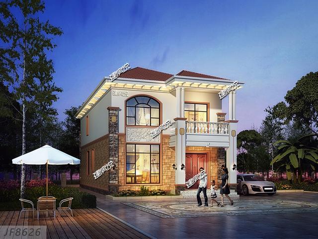 二層別墅設(shè)計圖，面寬僅8米，實(shí)用又美觀，建了在村里夠風(fēng)光好一陣