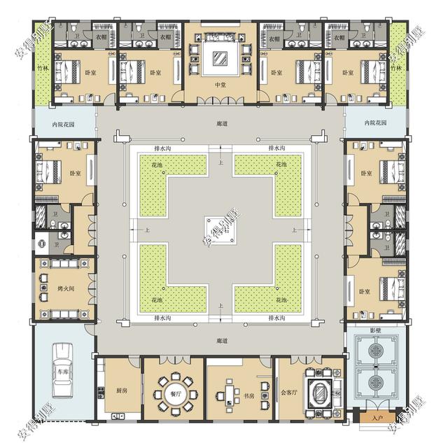 有規(guī)有矩、方正大氣的中式四合院設計圖推薦