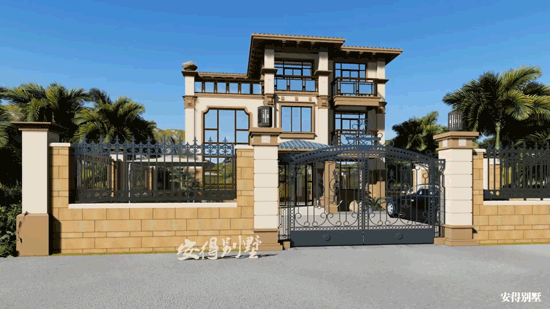 豪華3層歐式別墅設(shè)計(jì)圖，12x14室內(nèi)挑空大廳、超多臥室，驚艷全村