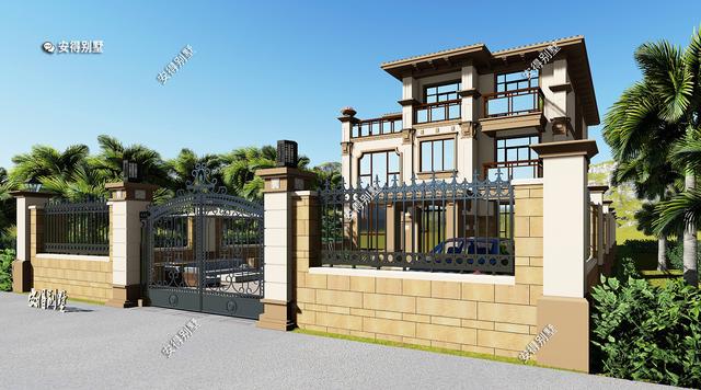 豪華3層歐式別墅設(shè)計(jì)圖，12x14室內(nèi)挑空大廳、超多臥室，驚艷全村