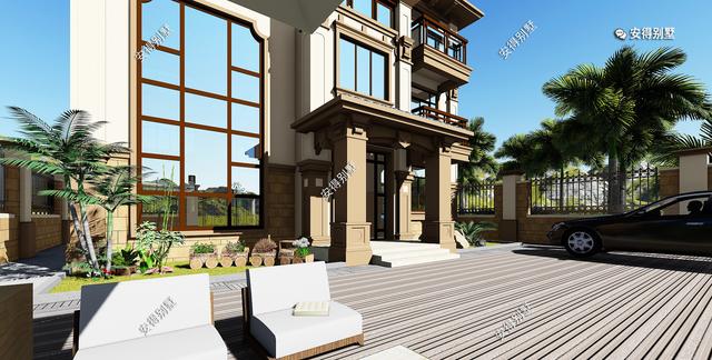 豪華3層歐式別墅設(shè)計(jì)圖，12x14室內(nèi)挑空大廳、超多臥室，驚艷全村