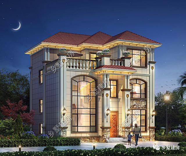 三層別墅設(shè)計圖，10X10米的宅基地建這款，實惠又氣派，快來建一棟！