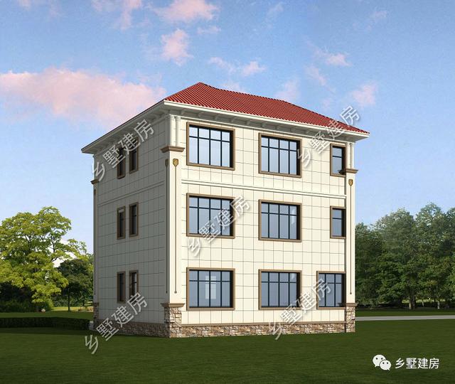 三層別墅設(shè)計圖，10X10米的宅基地建這款，實惠又氣派，快來建一棟！