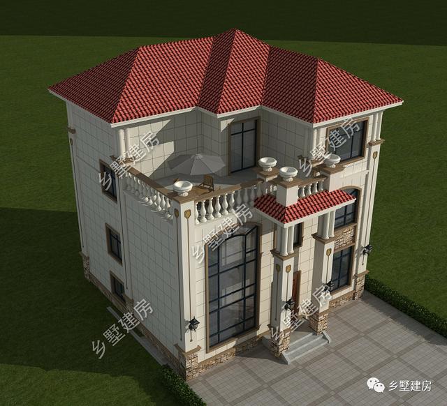 三層別墅設(shè)計圖，10X10米的宅基地建這款，實惠又氣派，快來建一棟！