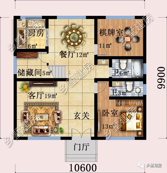 三層別墅設(shè)計圖，10X10米的宅基地建這款，實惠又氣派，快來建一棟！