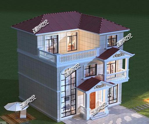 典型的歐式別墅設(shè)計(jì)圖，外觀精美，來(lái)大大的生活享受，采光和通風(fēng)也是沒(méi)話說(shuō)