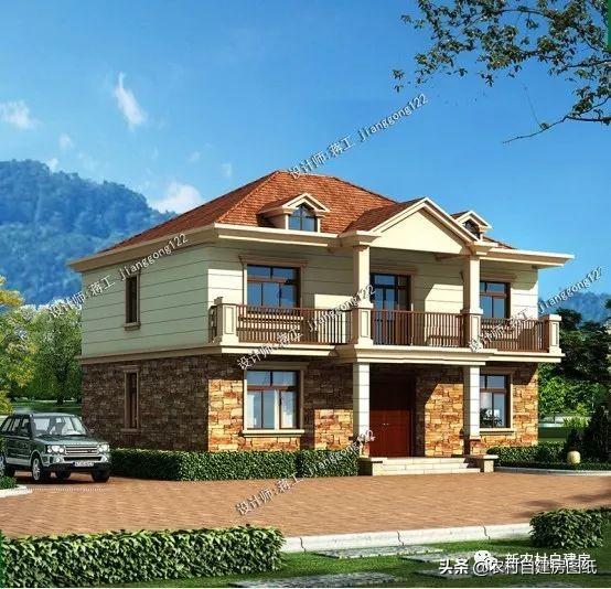 戶型方正面積適中的經(jīng)濟(jì)型二層農(nóng)村別墅設(shè)計(jì)圖，二三十萬就能建