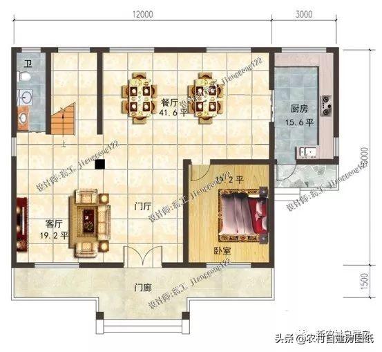 戶型方正面積適中的經(jīng)濟(jì)型二層農(nóng)村別墅設(shè)計(jì)圖，二三十萬就能建