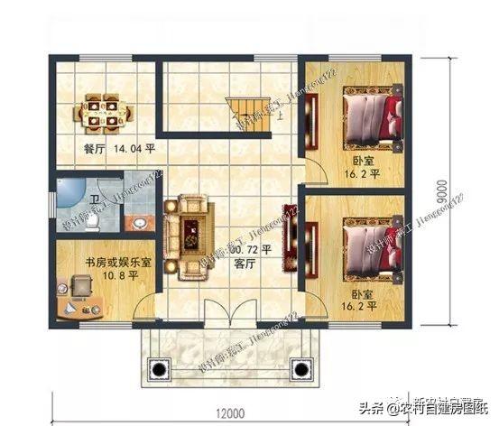 戶型方正面積適中的經(jīng)濟(jì)型二層農(nóng)村別墅設(shè)計(jì)圖，二三十萬就能建