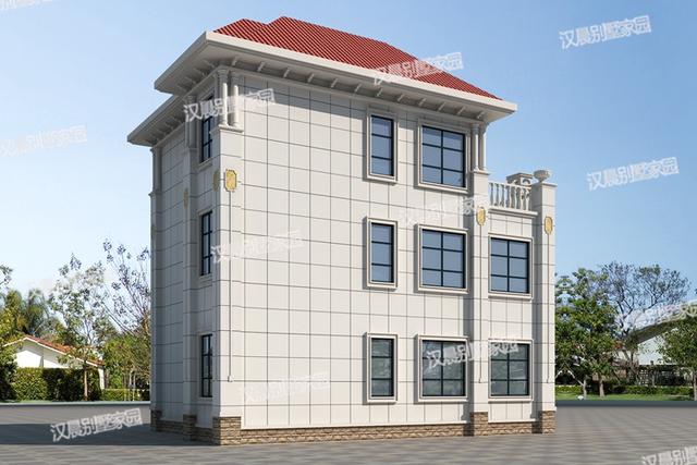 三層簡(jiǎn)約農(nóng)村別墅設(shè)計(jì)圖外觀實(shí)景素淡典雅，戶型大方功能實(shí)用