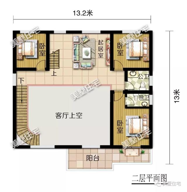 方正實用的二層小別墅設(shè)計圖，挑高客廳+中西雙廚，油然而生一種體面之感