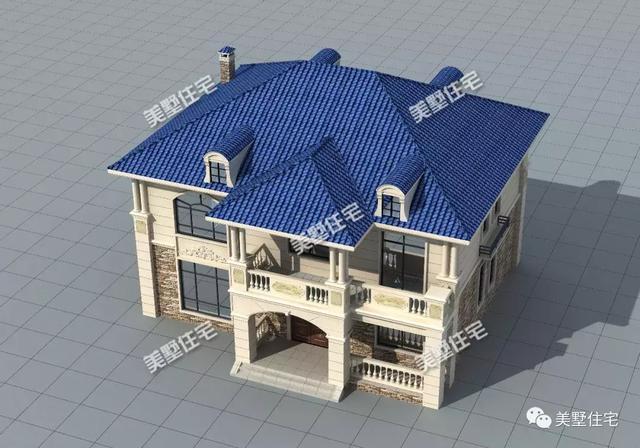 方正實用的二層小別墅設(shè)計圖，挑高客廳+中西雙廚，油然而生一種體面之感