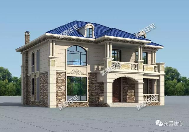 方正實用的二層小別墅設(shè)計圖，挑高客廳+中西雙廚，油然而生一種體面之感