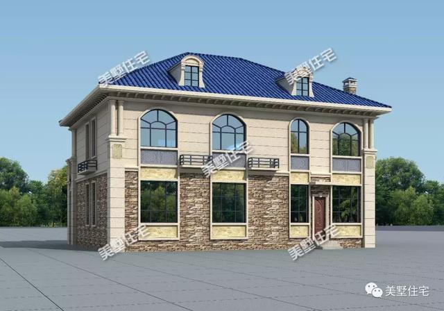 方正實用的二層小別墅設(shè)計圖，挑高客廳+中西雙廚，油然而生一種體面之感