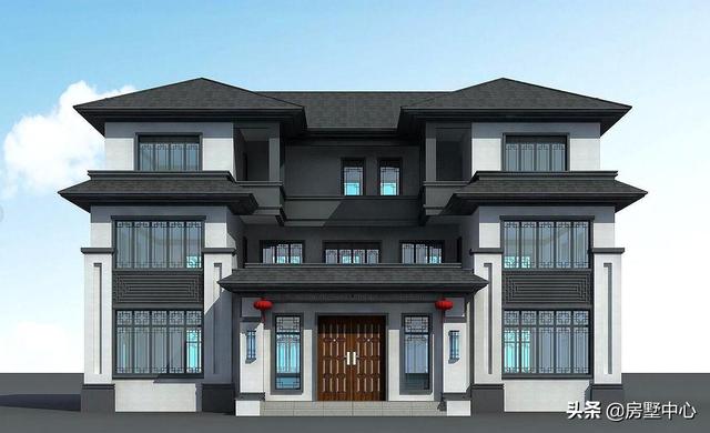 結(jié)合新中式和歐式風格的別墅設(shè)計圖，簡潔大方，古典淡雅